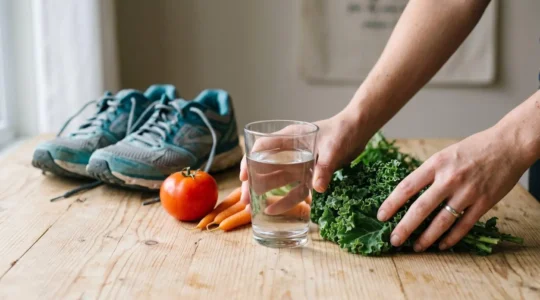 A person effortlessly integrating a healthy habit into daily routine with minimal conscious effort