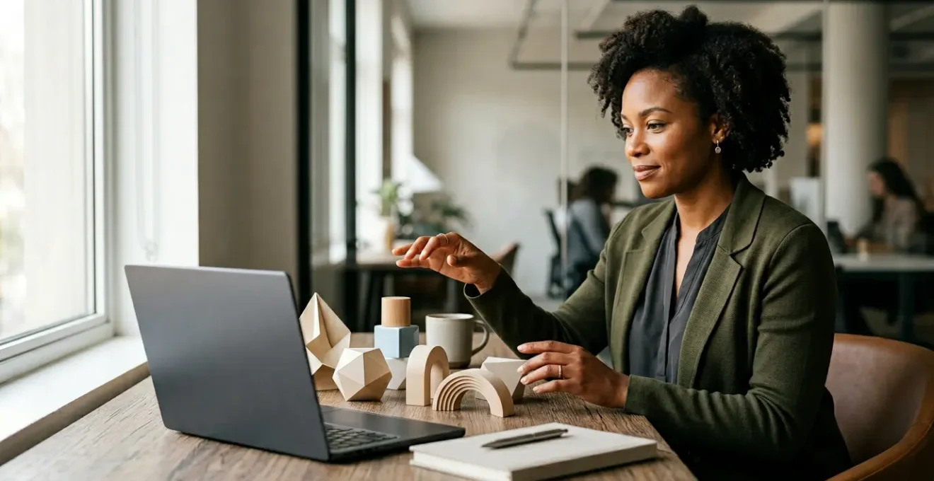 Professional navigating career transformation in digital workplace environment