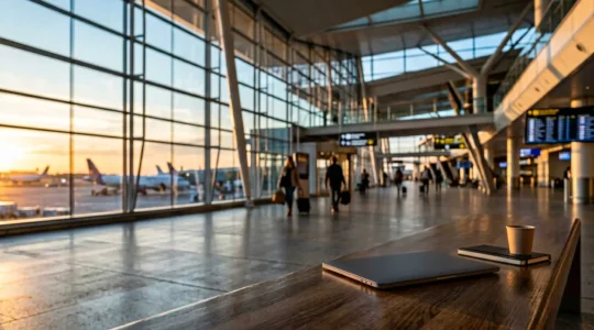 Professional photograph depicting digital privacy protection during border crossing