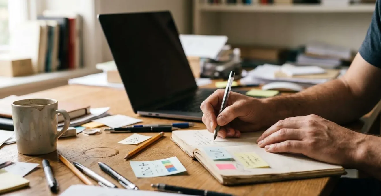 Authentic behind-the-scenes workspace showing the human, imperfect side of organizational recovery efforts