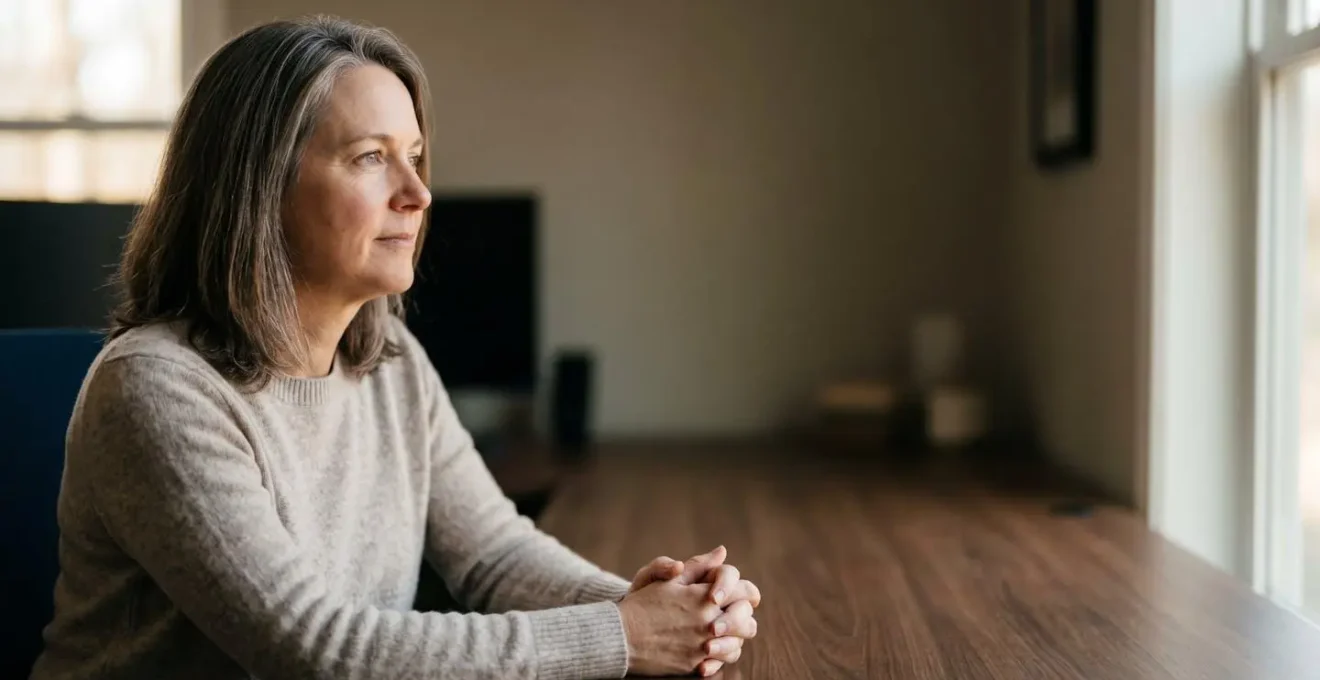 Contemplative moment representing calm decision-making during financial market stress