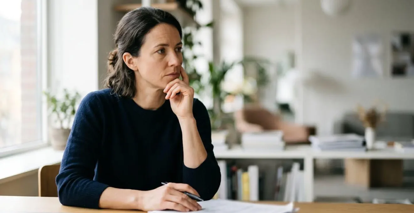 Close portrait showing a person's focused and analytical expression, representing the process of critical thinking and verification.