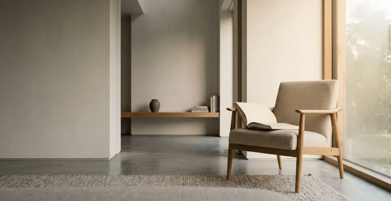 A serene reading environment with natural light and minimal distractions creating optimal focus conditions
