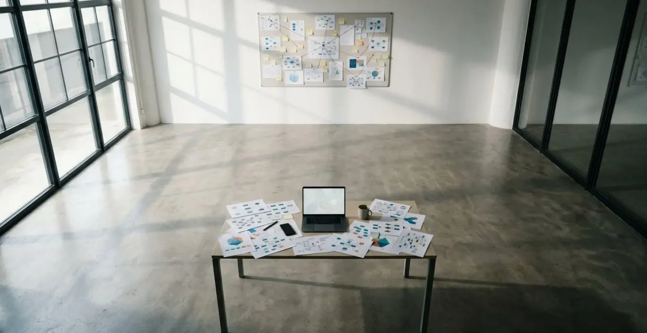 Wide environmental shot of investigation workspace showing multiple analysis pathways and verification methods