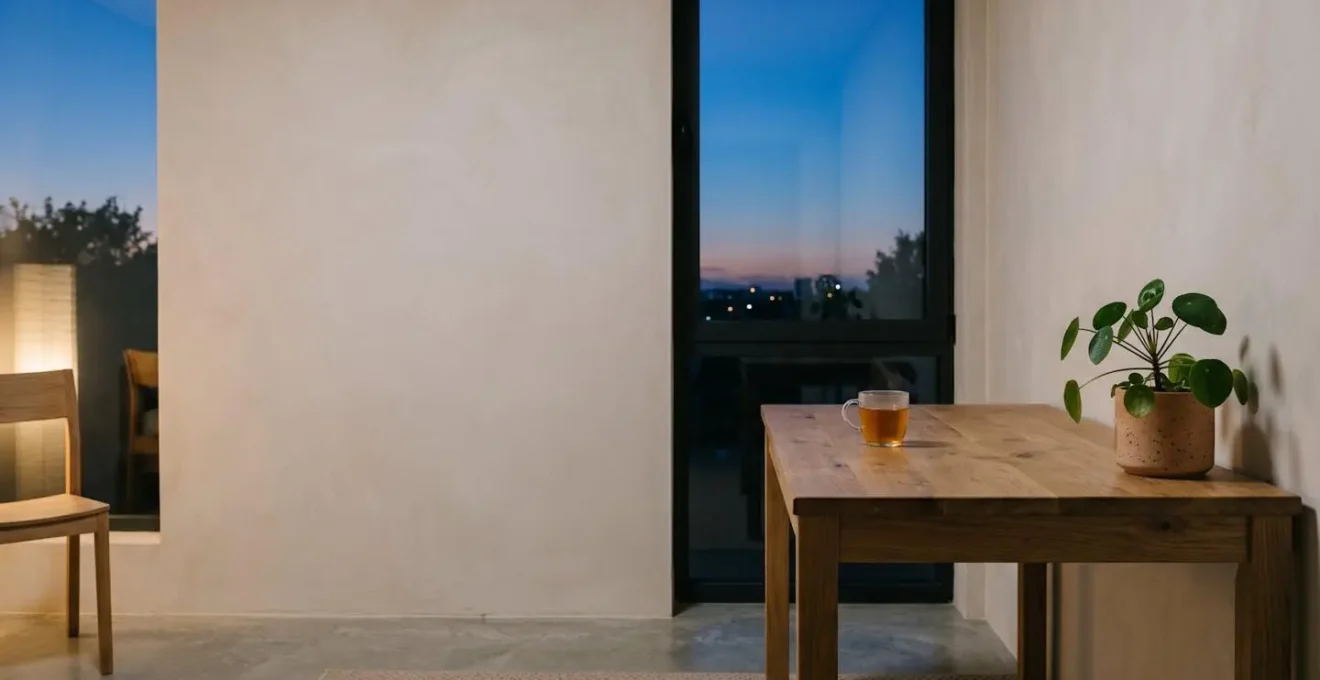 Peaceful evening workspace representing optimal productivity time for night owl chronotype
