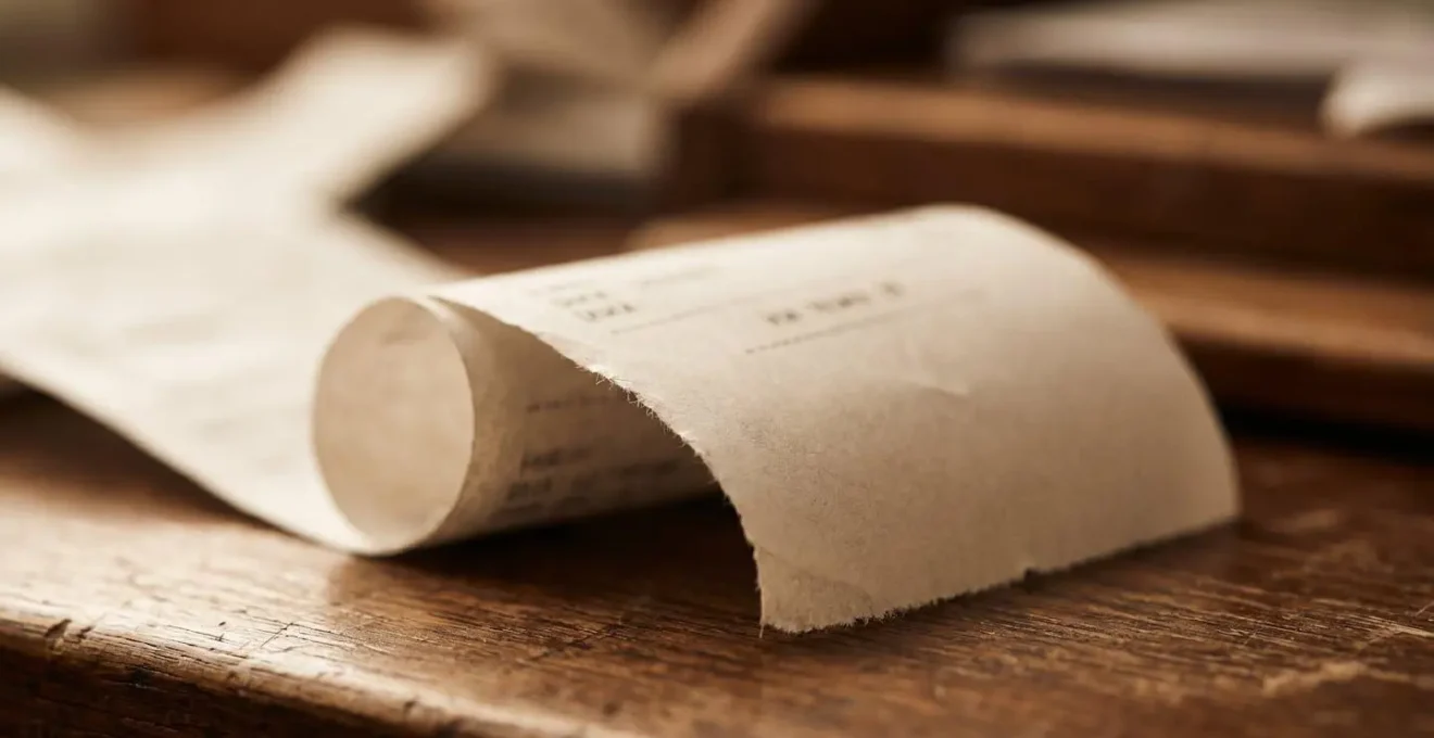 Close-up view of personal expense tracking with receipts and price comparison