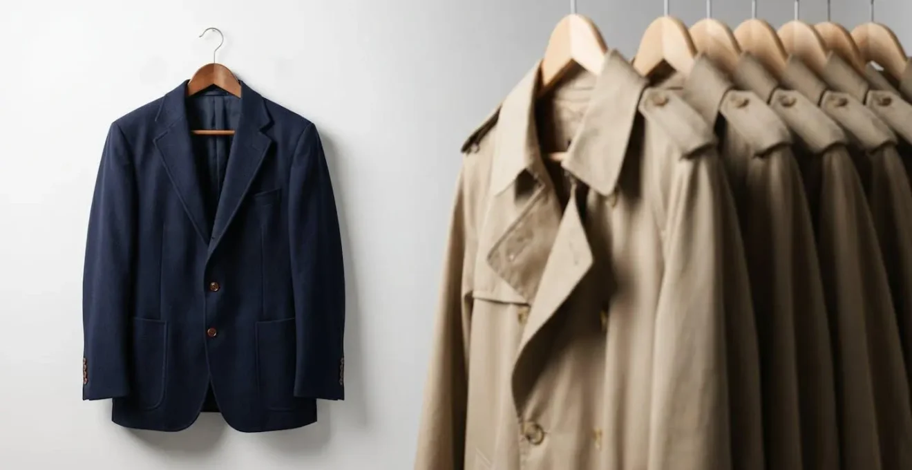Minimalist composition contrasting authentic personal style with mass-produced trend uniformity through symbolic visual metaphor